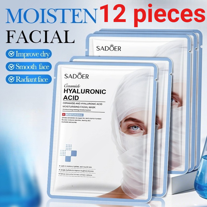 Echinacea - แผ่นมาส์กหน้าเซราไมด์บำรุงผิว SADOER 12 ชิ้น ช่วยปลอบประโลมผิว ลดเลือนริ้วรอย