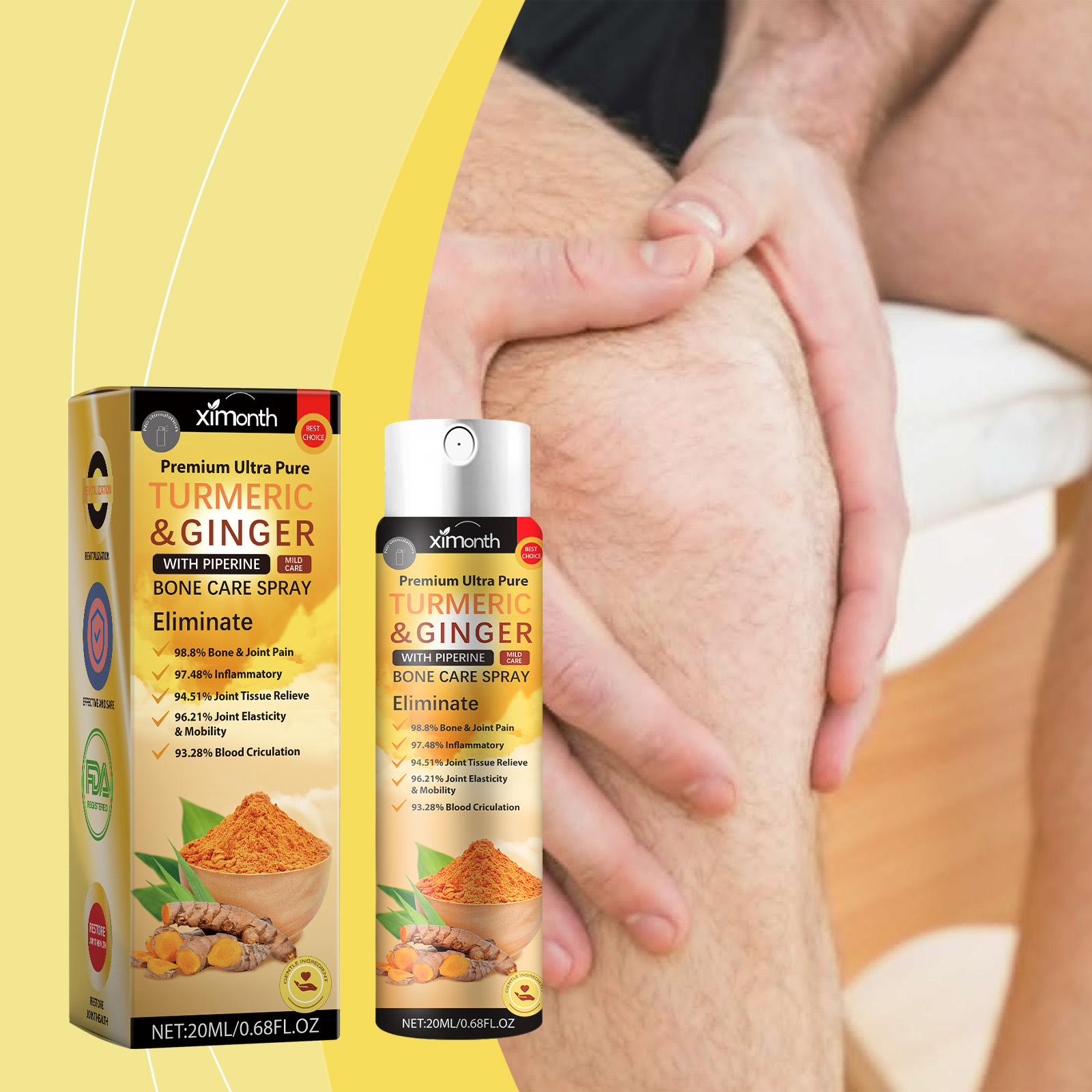 Turmeric - สเปรย์บรรเทาอาการปวดข้อข้องศอกผสมขมิ้น ซึมซาบเร็ว ไม่เหนียวเหนอะหนะ สเปรย์นวดตัวเพิ่มความชุ่มชื้นเพื่อบำรุงข้อข้องศอก