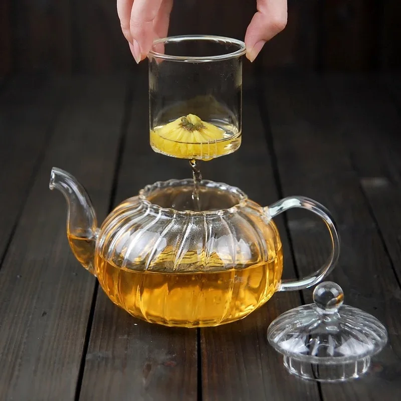กาน้ำชาแก้วลายดอกไม้ทรงฟักทอง6 - Herbal Tea บทวิจารณ์และราคา