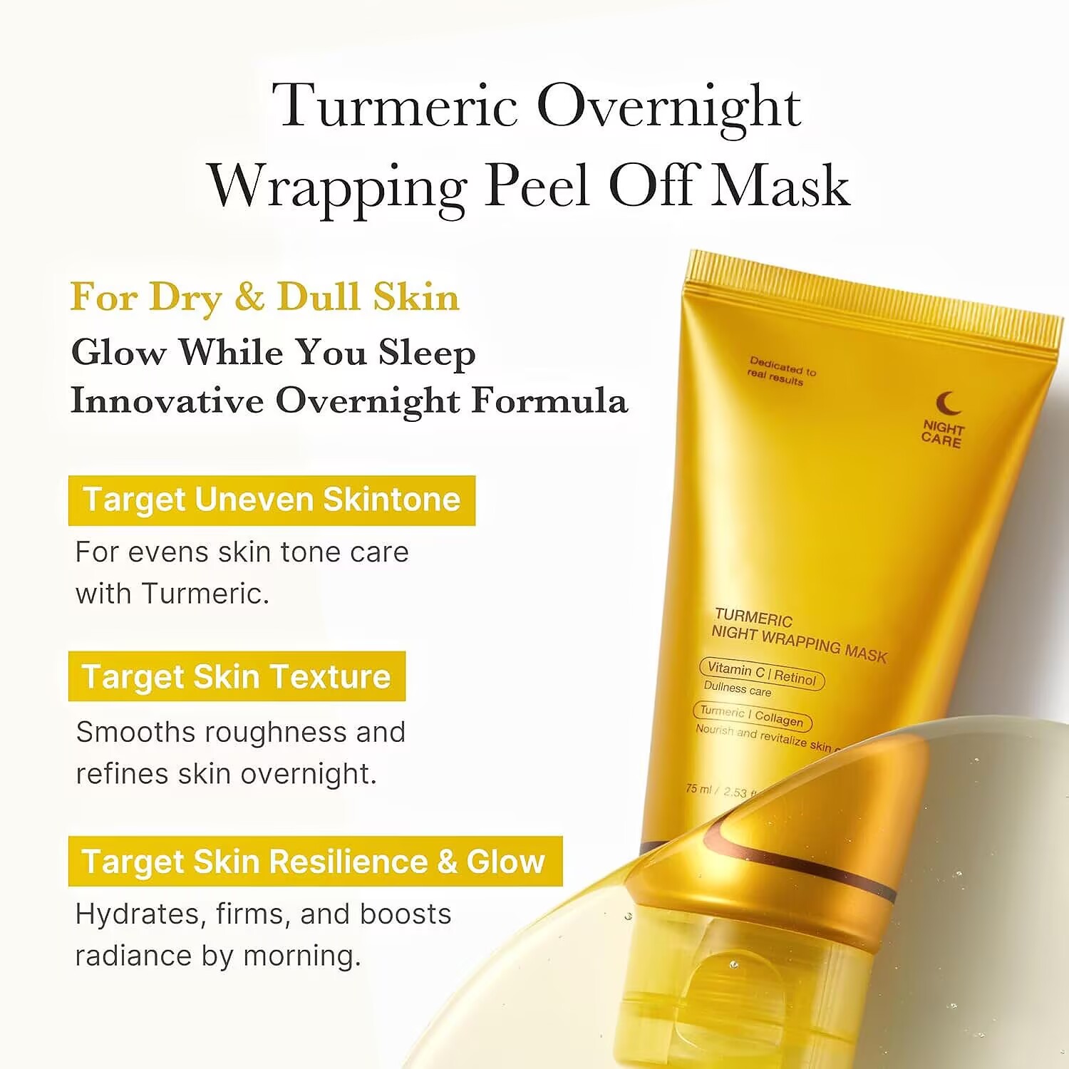มาส์กขมิ้นผสมคอลลาเจนแบบลอกออก - Turmeric บทวิจารณ์และราคา
